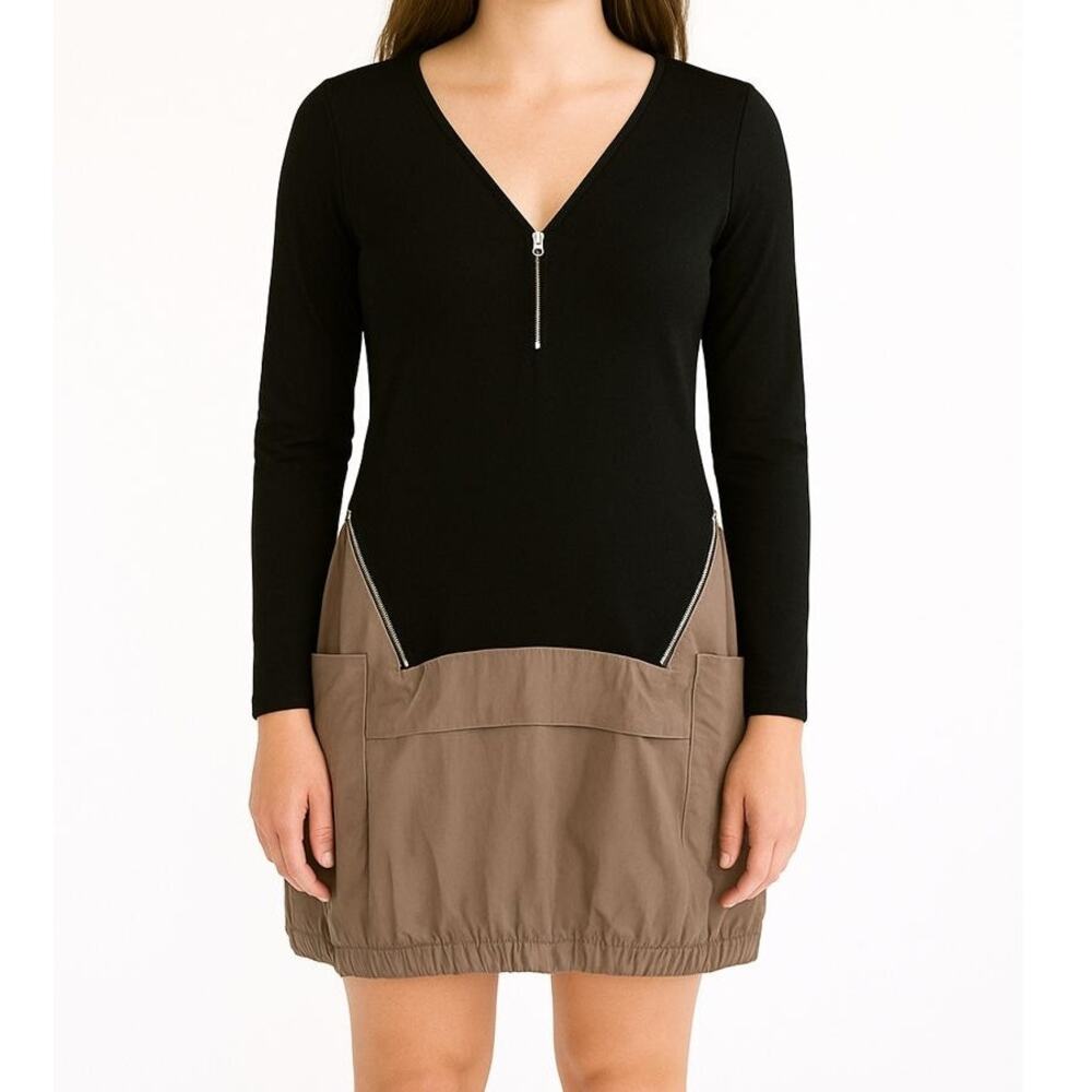 NWT Comfy USA Sara Tunic Dress Small Black‎ Utility Cyber Goth Architectural USA